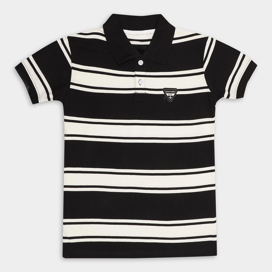 Boys' 100% Cotton Half Sleeves T-Shirt, Black, large image number null