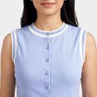 Women's Light Blue Round Neck Casual Top, हल्का नीला, small