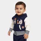Infants Deep Midnight Navy Blue Hooded Casual Sweatshirt, Navy Blue, small image number null
