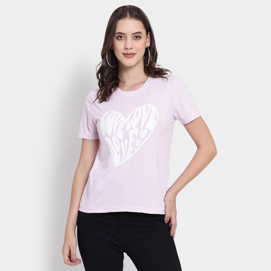 Ladies' Round Neck T-Shirt , लाइलेक, large image number null