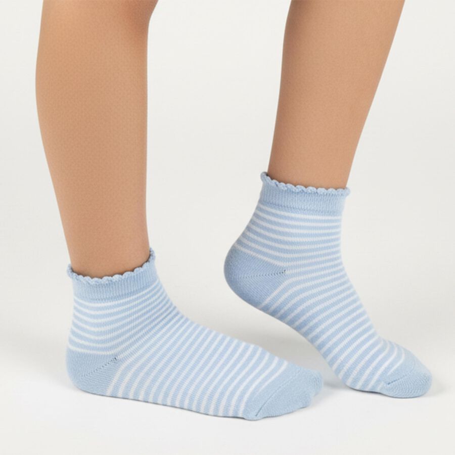 Girls' Soft Pastel Pink and Light Powder Blue Regular Fit Scalloped Ankle-Length Socks Pack of 2, Pink, large image number null