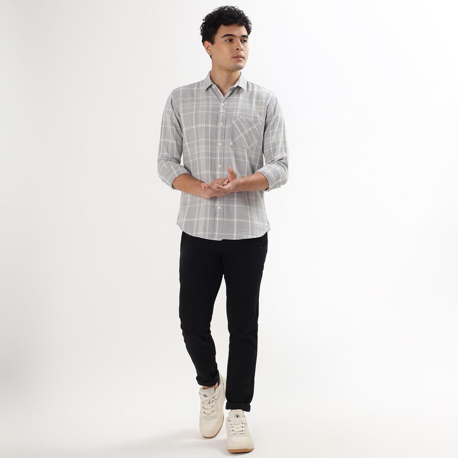 Men's 100% Cotton Casual Shirt , Light Grey, large image number null