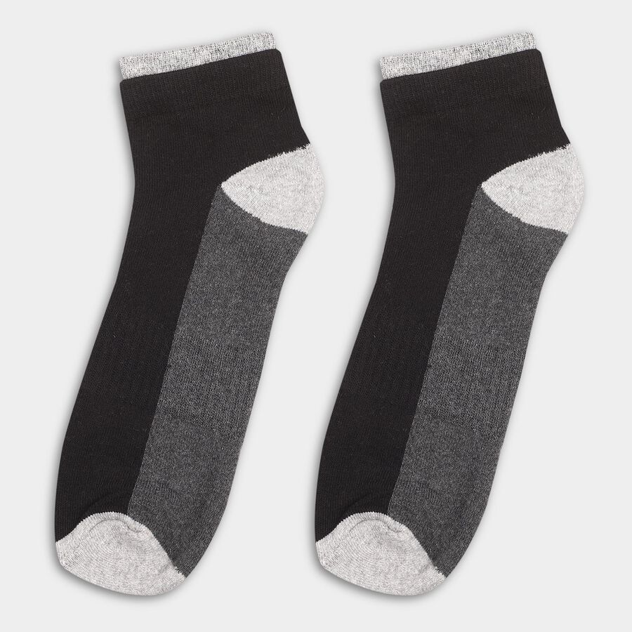 Men's Multi-Color Ankle Fit Color-Blocked Socks, Black, large image number null