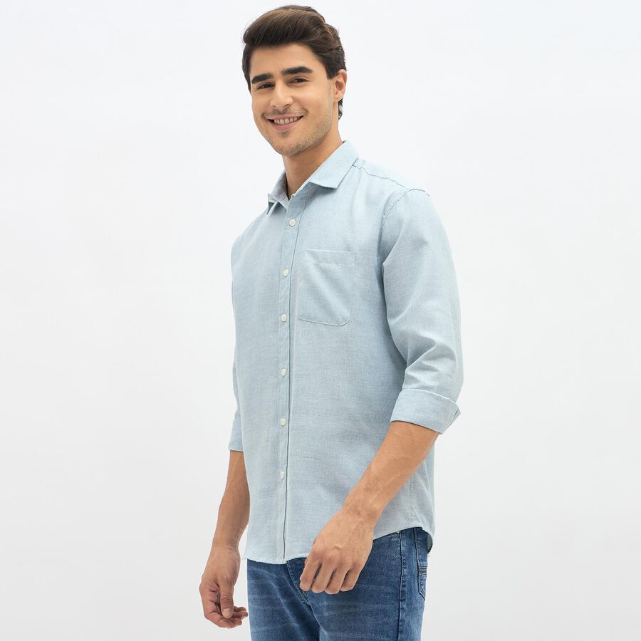 Men's Light Powder Blue Slim Fit Classic Casual Shirt, Aqua, large image number null