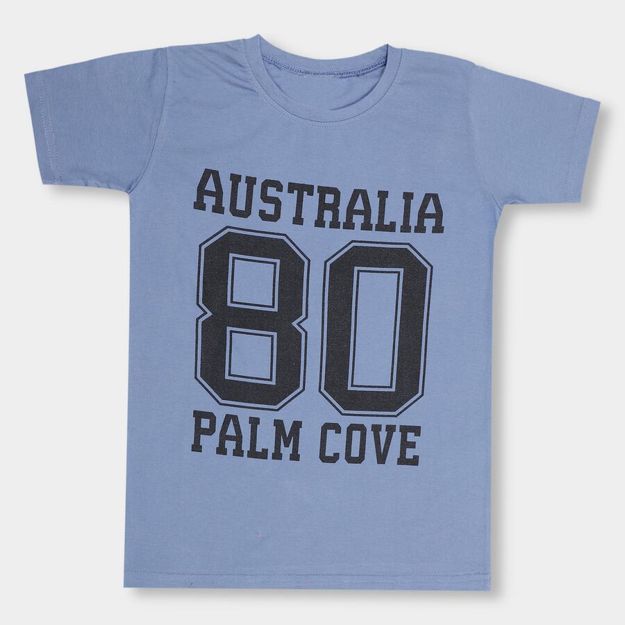 Boys' Half Sleeves T-Shirt, Mid Blue, large image number null