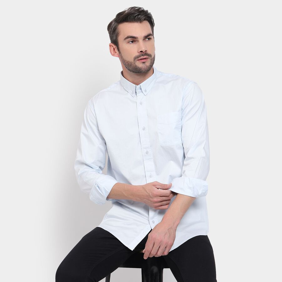 Men's 100% Cotton Casual Shirt, Light Blue, large image number null