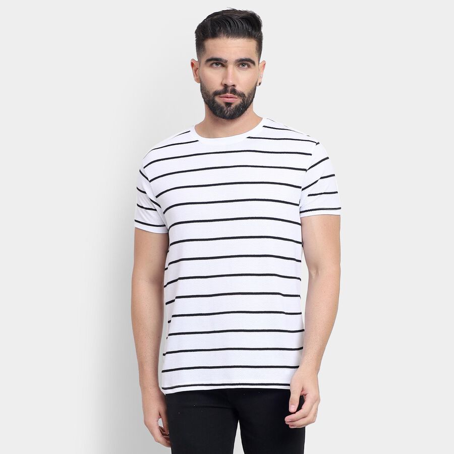 Men's Round Neck Half Sleeves T-Shirt, Off White, large image number null