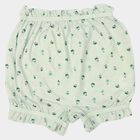 Girls' Mint Green Regular Fit Floral Printed Bloomer, हल्का हरा, small