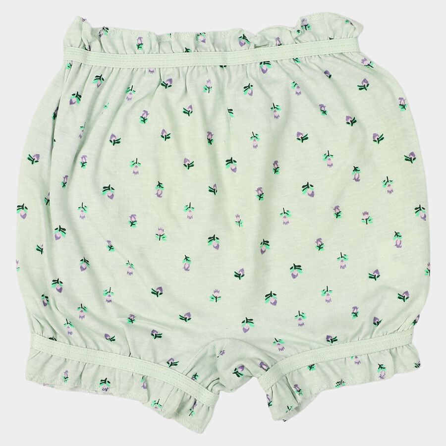 Girls' Mint Green Regular Fit Floral Printed Bloomer, हल्का हरा, large
