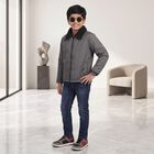 Boys Grey Bomber Jacket, Dark Grey, small