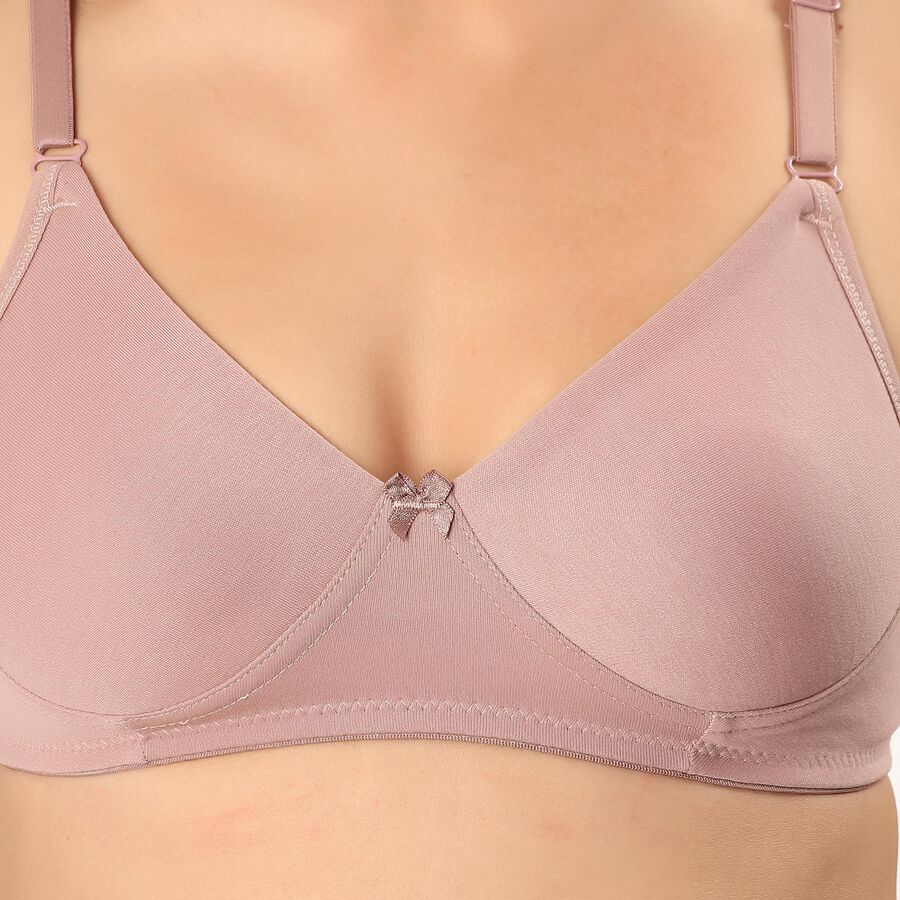 Women's Brown V-Neck Wireless Bra, Brown, large