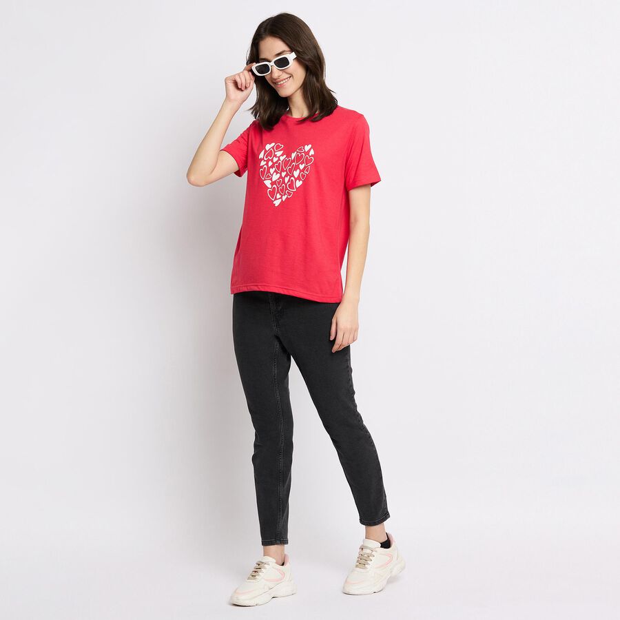 Ladies' Round Neck T-Shirt , मूँगा (कोरल), large image number null