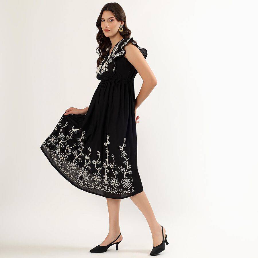 Ladies' 100% Cotton Dress, Black, large image number null
