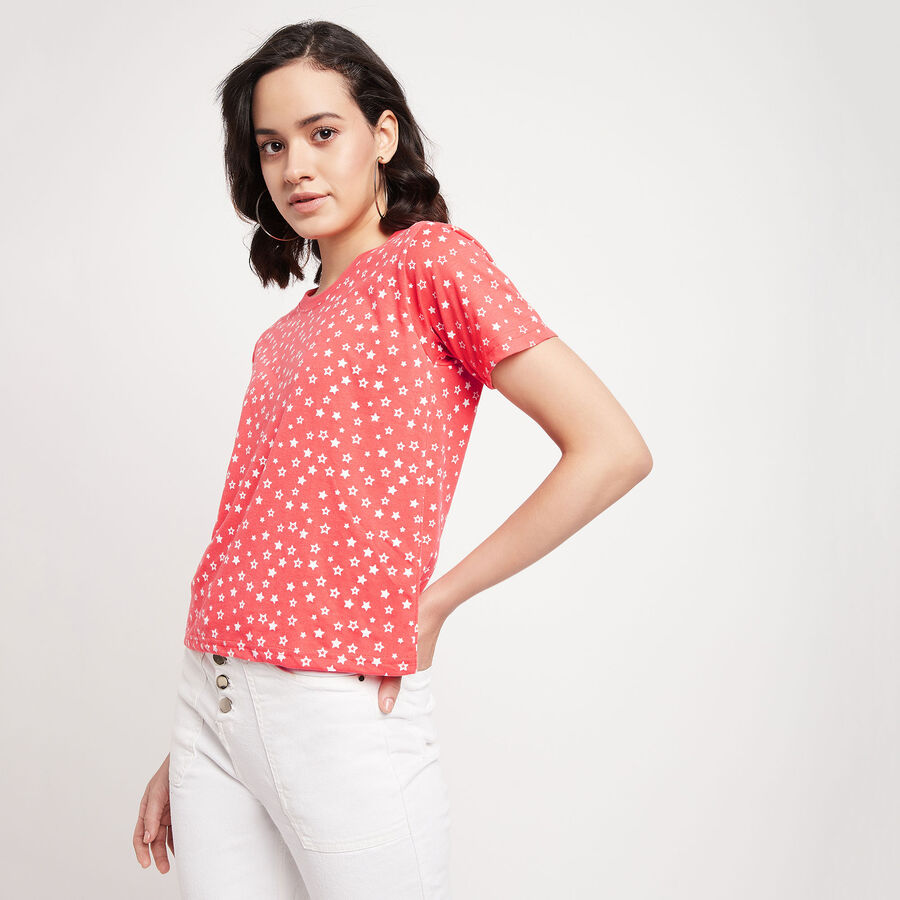 All Over Print Round Neck T-Shirt, Coral, large image number null