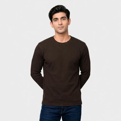 Men's Brown Round Neck Regular T-Shirt