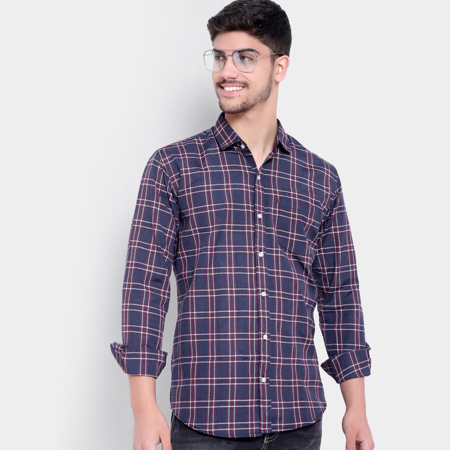 Checks Casual Shirt, Navy Blue, large image number null