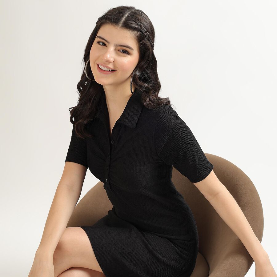 Ladies' A Line Dress , काला, large image number null