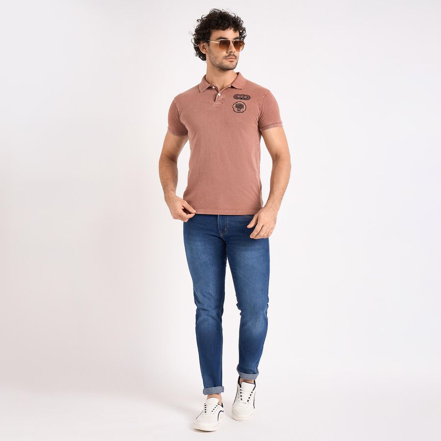 Men's 100% Cotton Collared Half Sleeves T-Shirt , गुलाबी, large image number null