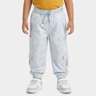 Girls' Light Blue Metallic Print Cotton Blend Pyjama, Light Blue, small