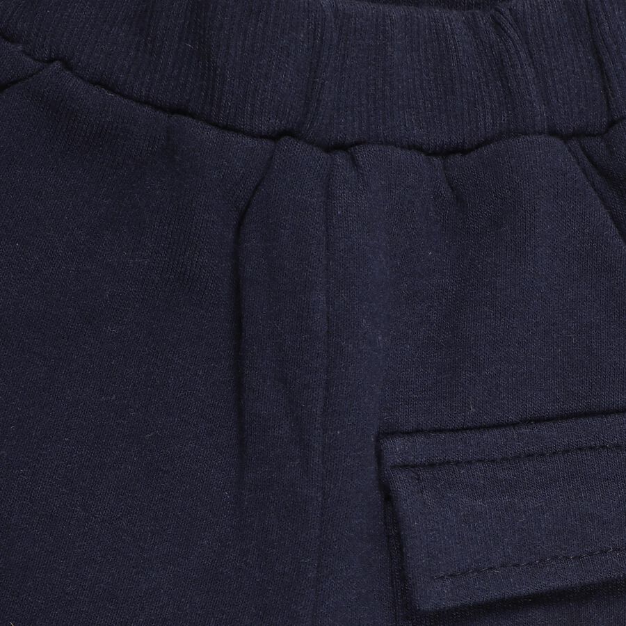 Infants Deep Navy Blue Cotton Blend Embroidered Pyjama, Navy Blue, large image number null