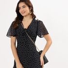 Women's Bright Multicolor Sleeveless Empire Dress, Black, small image number null