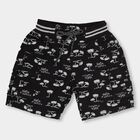 Boys' Jet Black Printed Elastic Waist Bermuda Shorts, काला, small image number null