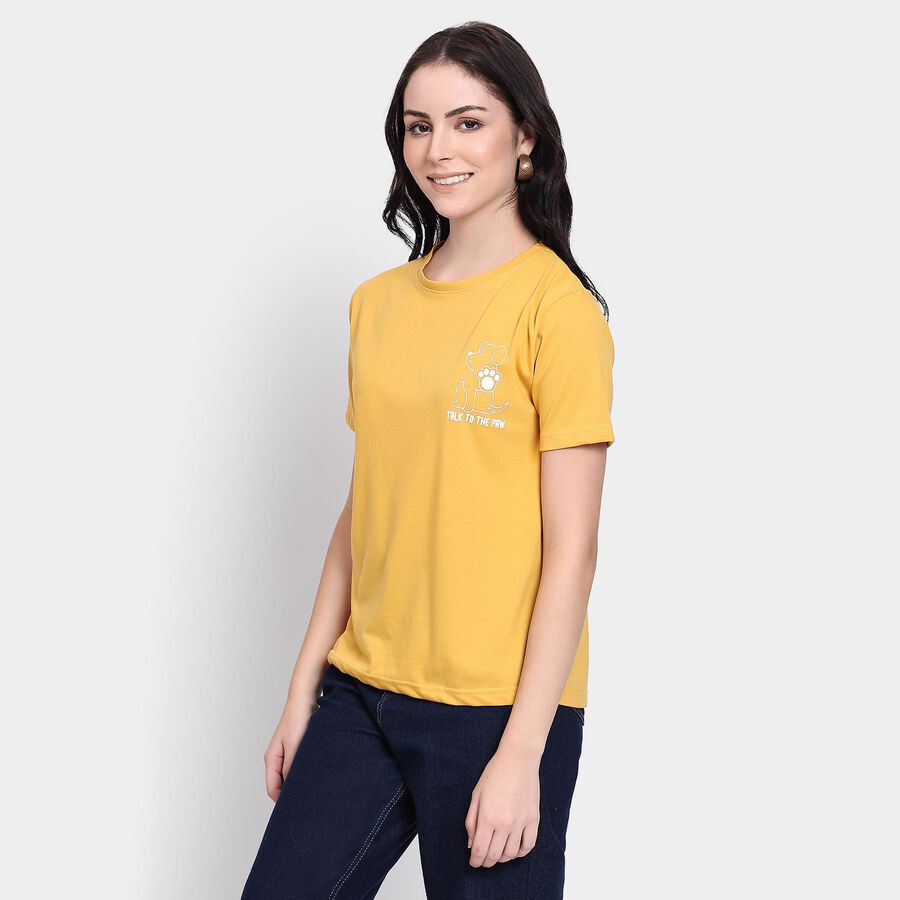 Ladies' Round Neck T-Shirt, मस्टर्ड, large