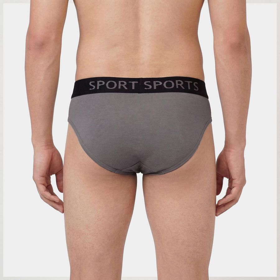 Men's Dark Grey Regular Fit Solid Briefs, गहरा ग्रे, large