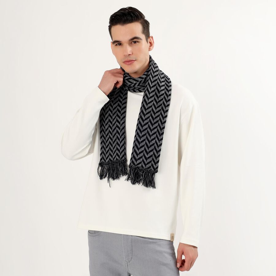 Men's Muffler, काला, large image number null
