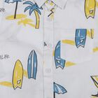 Boys White Cotton Half Sleeve Classic Collar Casual Shirt, White, small