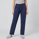 Women's Navy Blue Straight Fit Geometric Printed Pyjama, नेवी ब्लू, small