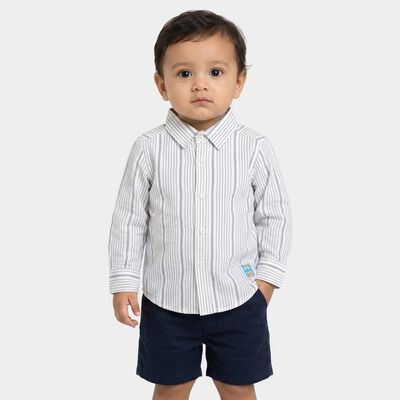 Boys White Cotton Collar Regular Fit Shirt