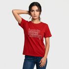 Women's Red Round Neck Regular T-Shirt, Red, small