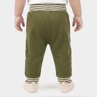 Infants Olive Green Jogger Animal Patch Cotton Blend Pyjama, ओलिव, small