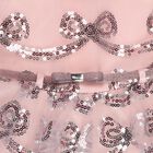 Girls' Soft Pink Sequin Bow Sleeveless Party Frock, Light Pink, small image number null