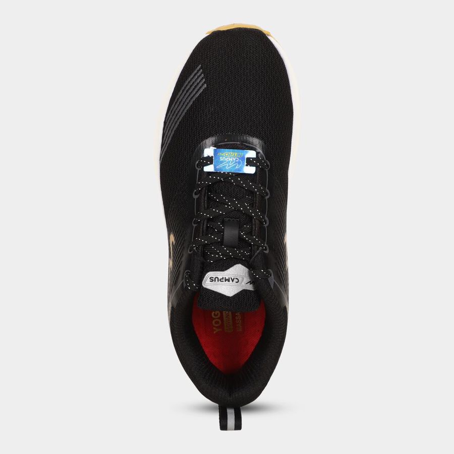 Men's Black Lace-Up Sneakers, Black, large