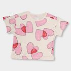 Girls' Soft White Cotton Round Neck Short Sleeve T-Shirt, Off White, small image number null