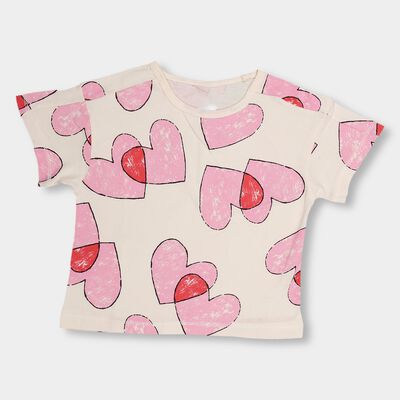 Girls' Soft White Cotton Round Neck Short Sleeve T-Shirt