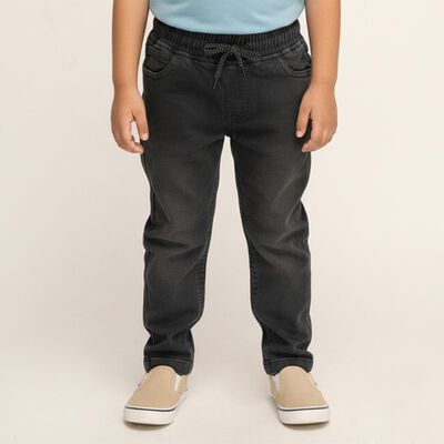Boys' Faded Black Regular Fit Elasticated Jeans