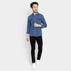 Cotton Solid Casual Shirt, Melange Blue, small image number null