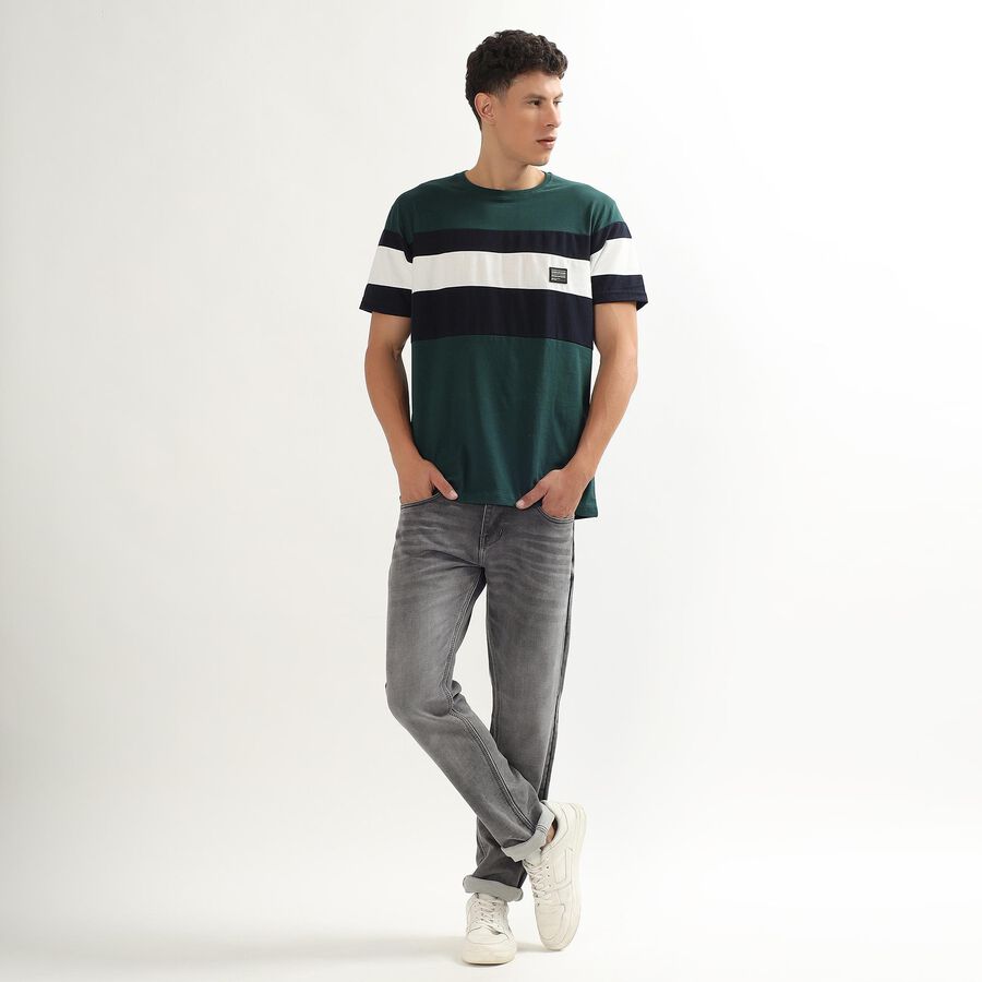 Men's 100% Cotton Round Neck Half Sleeves T-Shirt, Dark Green, large image number null