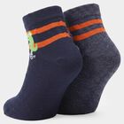 Boys' Navy Blue Regular Fit Printed Pack of 2 Socks, नेवी ब्लू, small