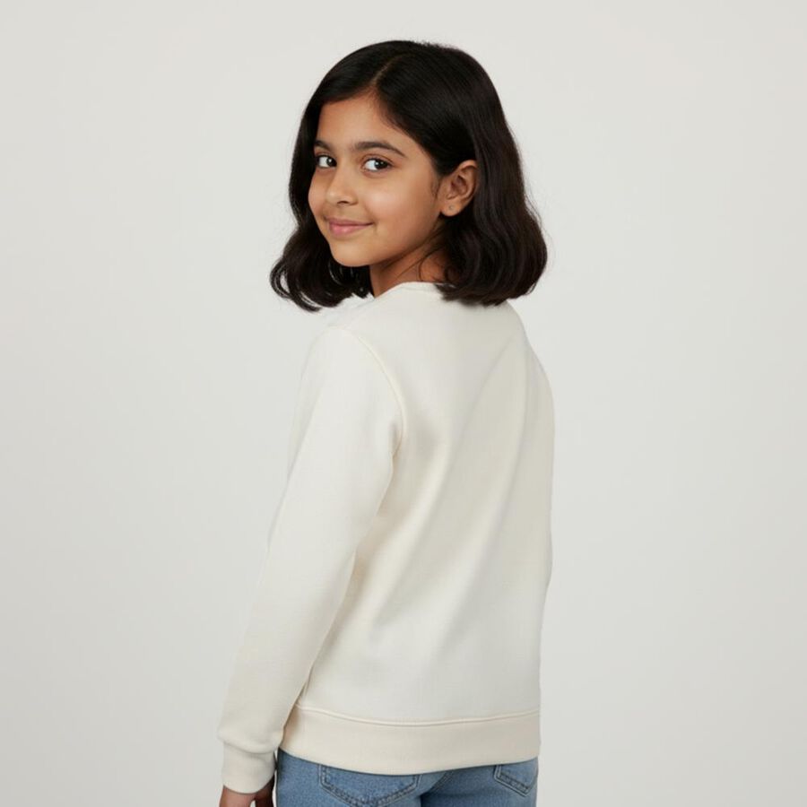 Girls' Sweatshirt, Off White, large image number null
