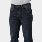 Men's Blue Slim Fit Solid Jeans, Dark Blue, small