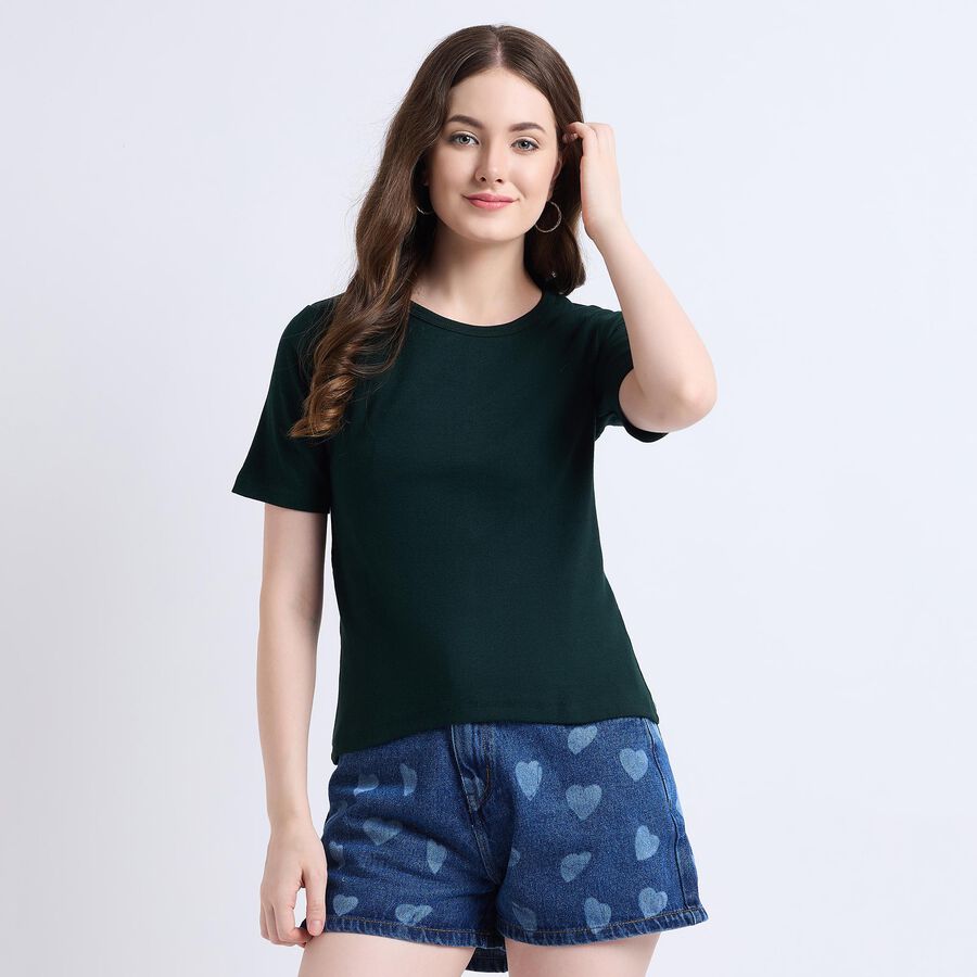 Ladies' Round Neck T-Shirt , Dark Green, large image number null