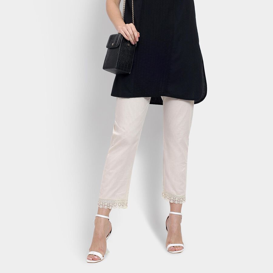 Ladies' 100% Cotton Palazzos , Off White, large image number null
