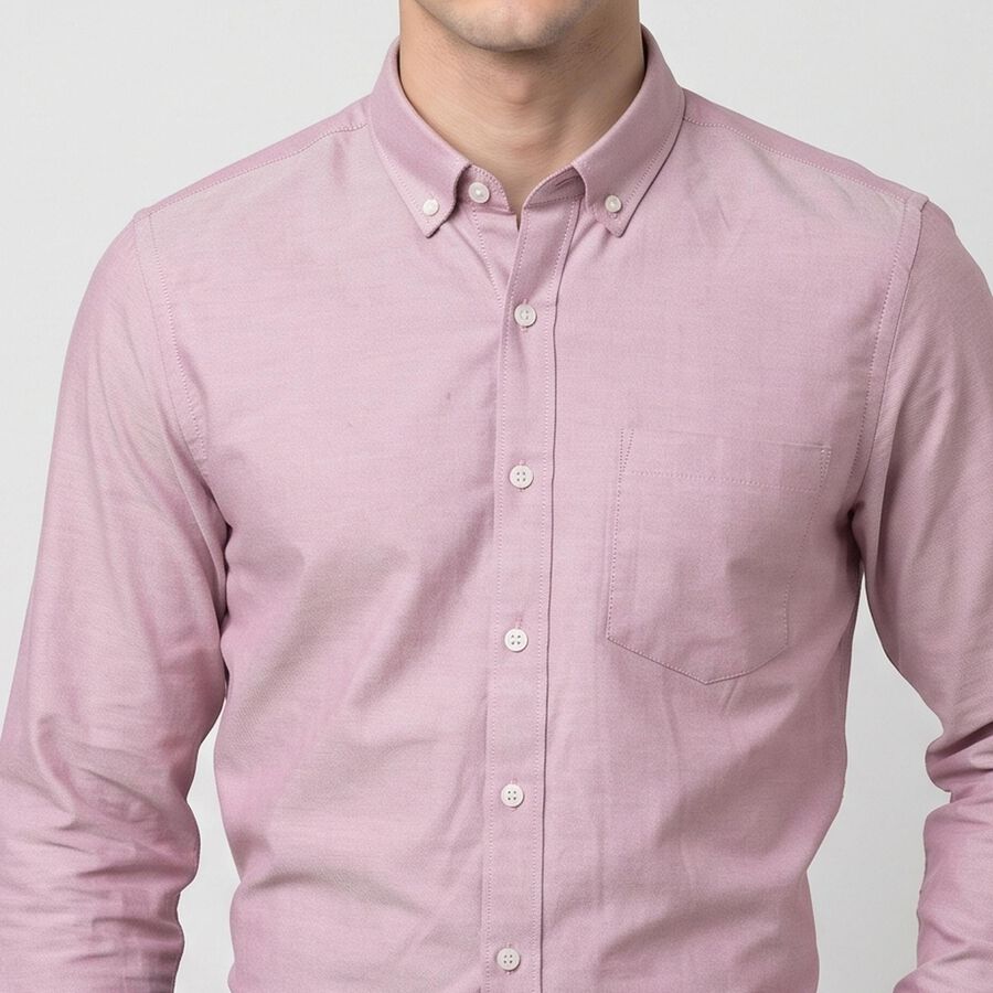 Men's Pink Button-Down Collar Slim Fit Formal Shirt, गुलाबी, large