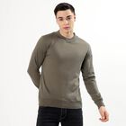 Men's Muted Olive Green Crew Neck Casual Pullover, Olive, small image number null