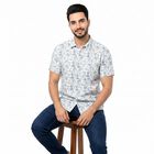 Men's Light Blue Cotton Short Sleeves Spread Collar Regular Fit Shirt, Light Blue, small