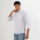 Men's Rich Eggshell White Cotton Mandarin Collar Casual Shirt, White, small image number null